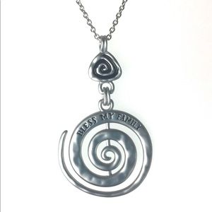 Silver Medallion Necklace Circle 1  1/2” diameter
